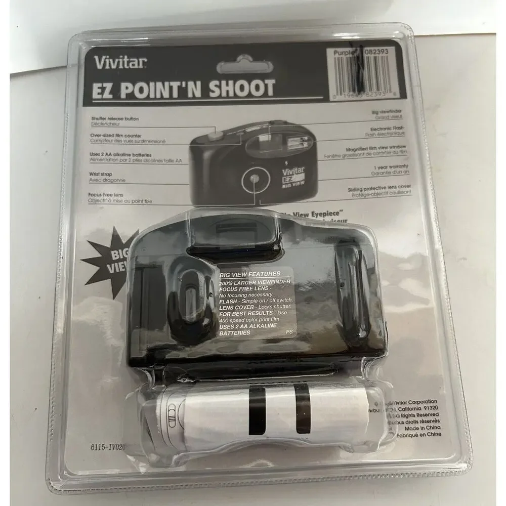 Vivitar EZ Point 'n Shoot Camera Big View 35mm Film Purple New Sealed